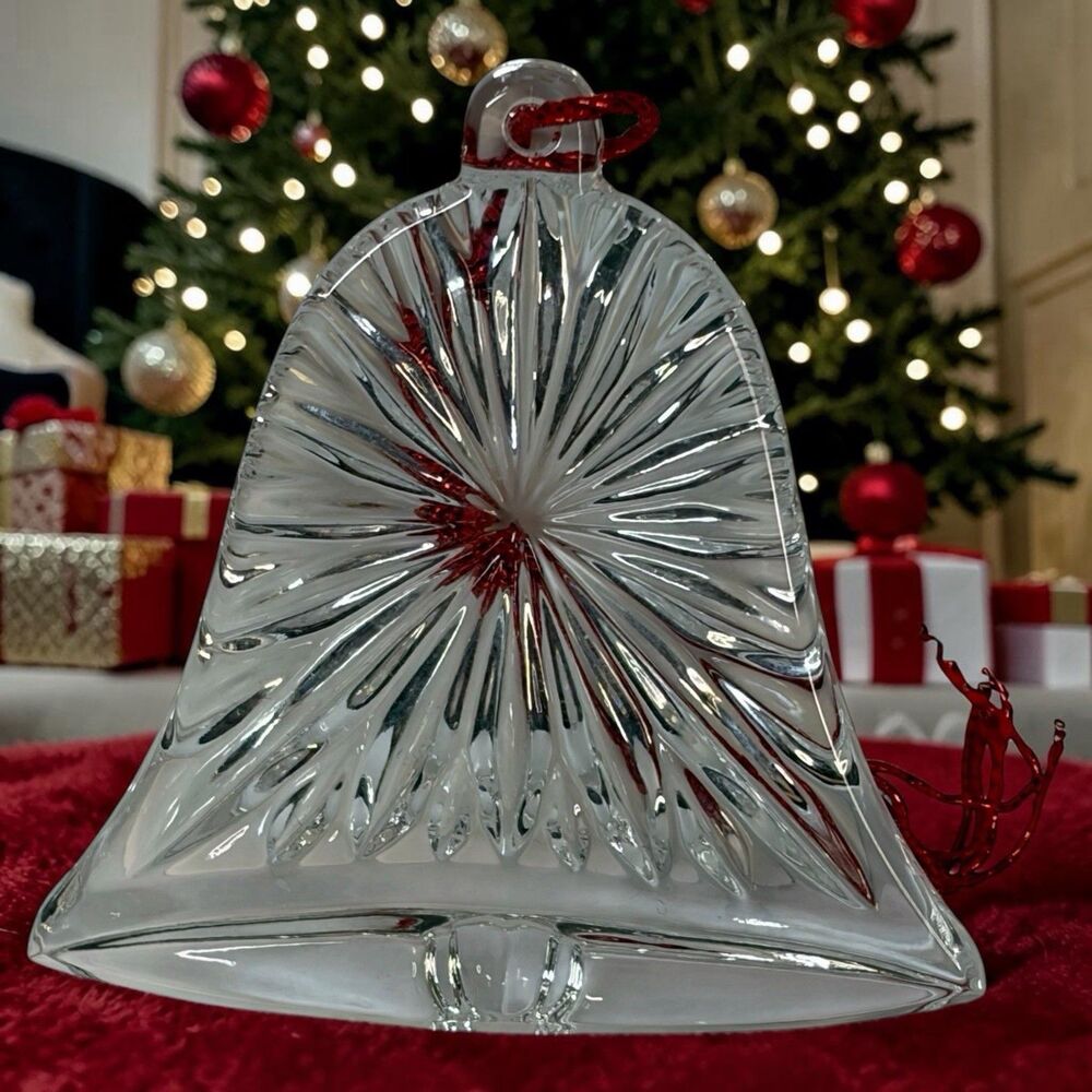Vintage Christmas Ornament Bleikristall Crystal Bell Flat  Germany Boxed 2.5”